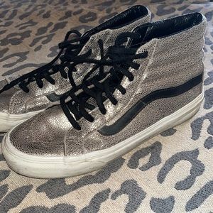 Metallic gold and black vans high tops size womens 7